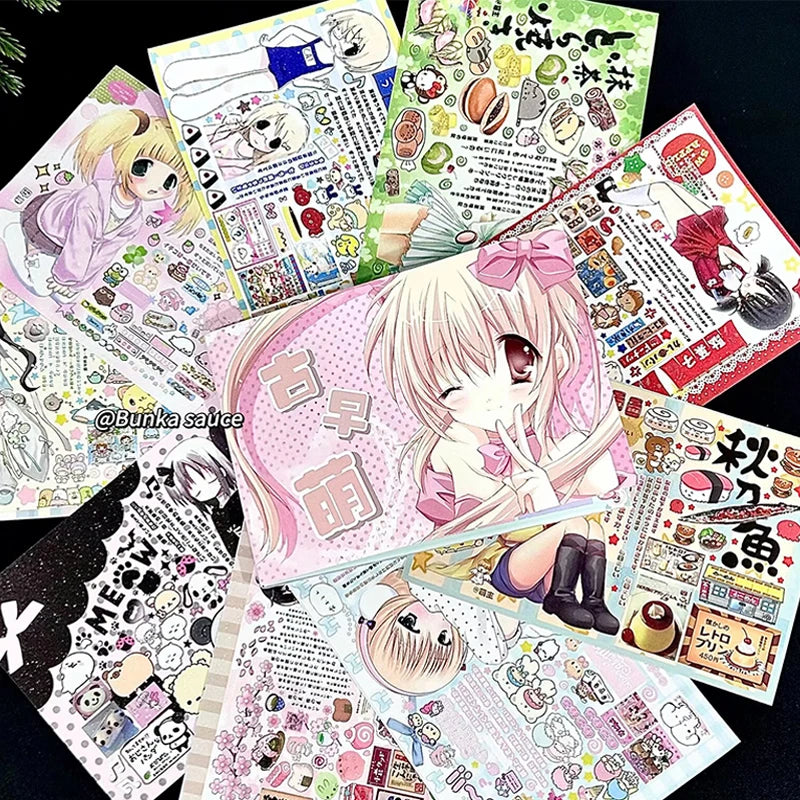 Kawaii Animation Character Stickers Cute Cartoon Japanese Retro Cut Film Sticker Book Scrapbooking DIY Decoration Sticker Gifts