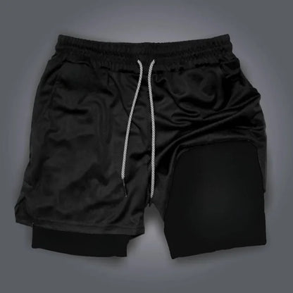2025 New One Piece Anime Luffy and Zoro Themed Printed Double-layered Shorts, Summer American Men's Sport Loose Pants