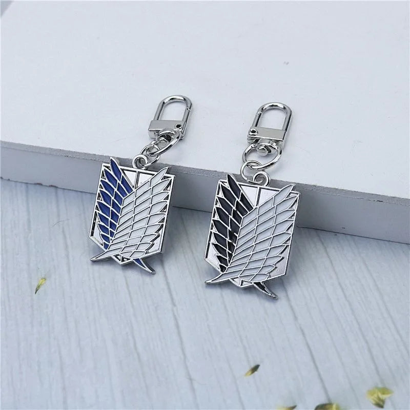 Attack on Titan Wings of Freedom Metal Keychain, Survey Corps Phone Lanyard, USB Buckle, Car Interior & Backpack Pendant Charms