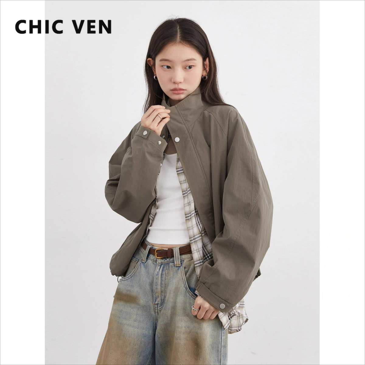 Anime-Inspired Women Stand-Up Collar Jacket