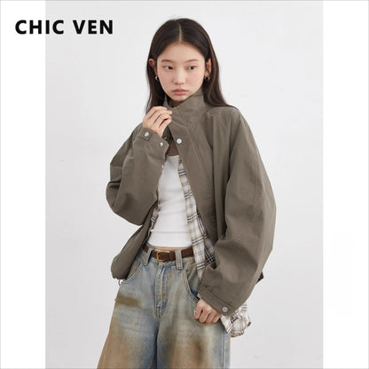 Anime-Inspired Women Stand-Up Collar Jacket