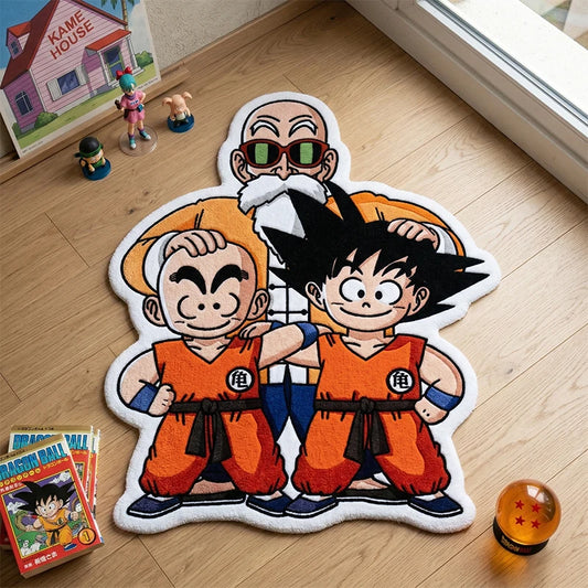 Dragon Ball Z Goku Krillin Roshi Custom Shape Polyester Rug Anime Fan Collectible Area Carpet for Living Room Bedroom Decor