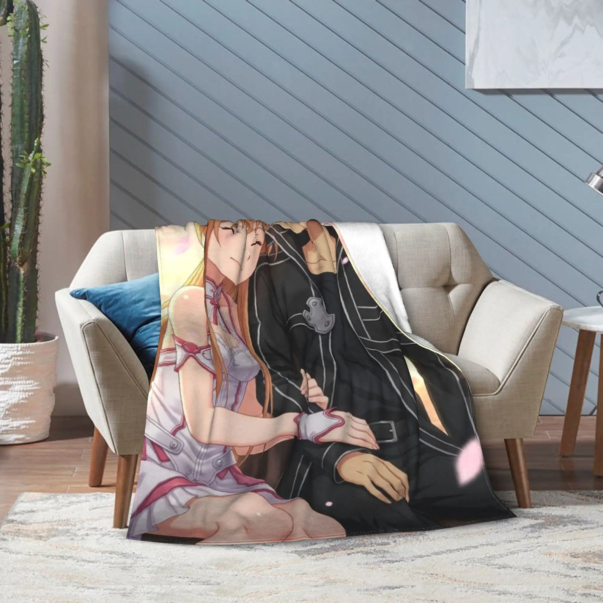 Sword Art Online Kirito Asuna Throw Blanket