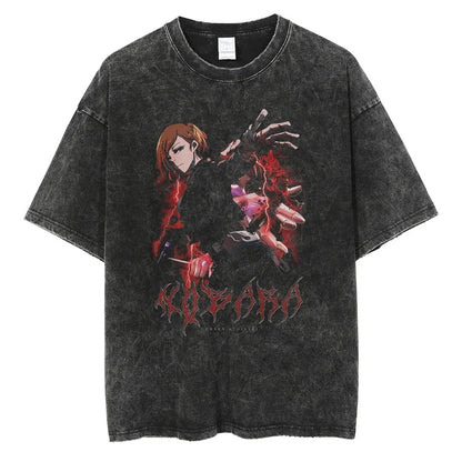 Attack on Titan Mikasa Ackerman Vintage Rock Band-style Wash Print T Shirt Men 2026 Summer Black Oversized Tee Anime Streetwear