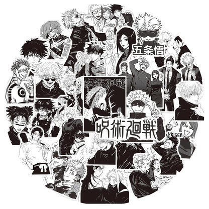 10/30/65pcs Jujutsu Kaisen Anime Cartoon Stickers Cool Black White Manga Graffiti Decal DIY Guitar Motorcycle Laptop Sticker Toy