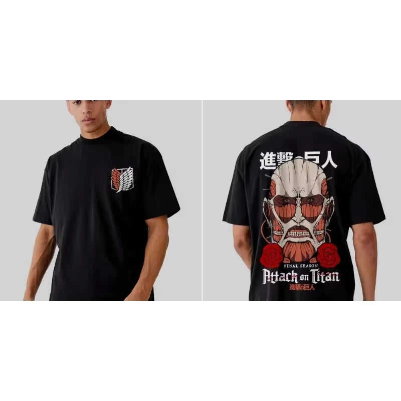 Anime Attack on Titan Printed T-shirt  Summer unisex Loose and Breathable cotton T-shirt Top