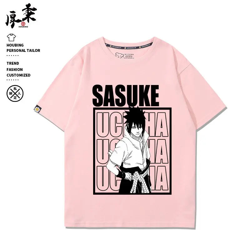 Summer Japanese Anime Children's T-shirt Naruto Sasuke Sakura Peripheral Pure Cotton Printed Parent-child Casual T-shirt