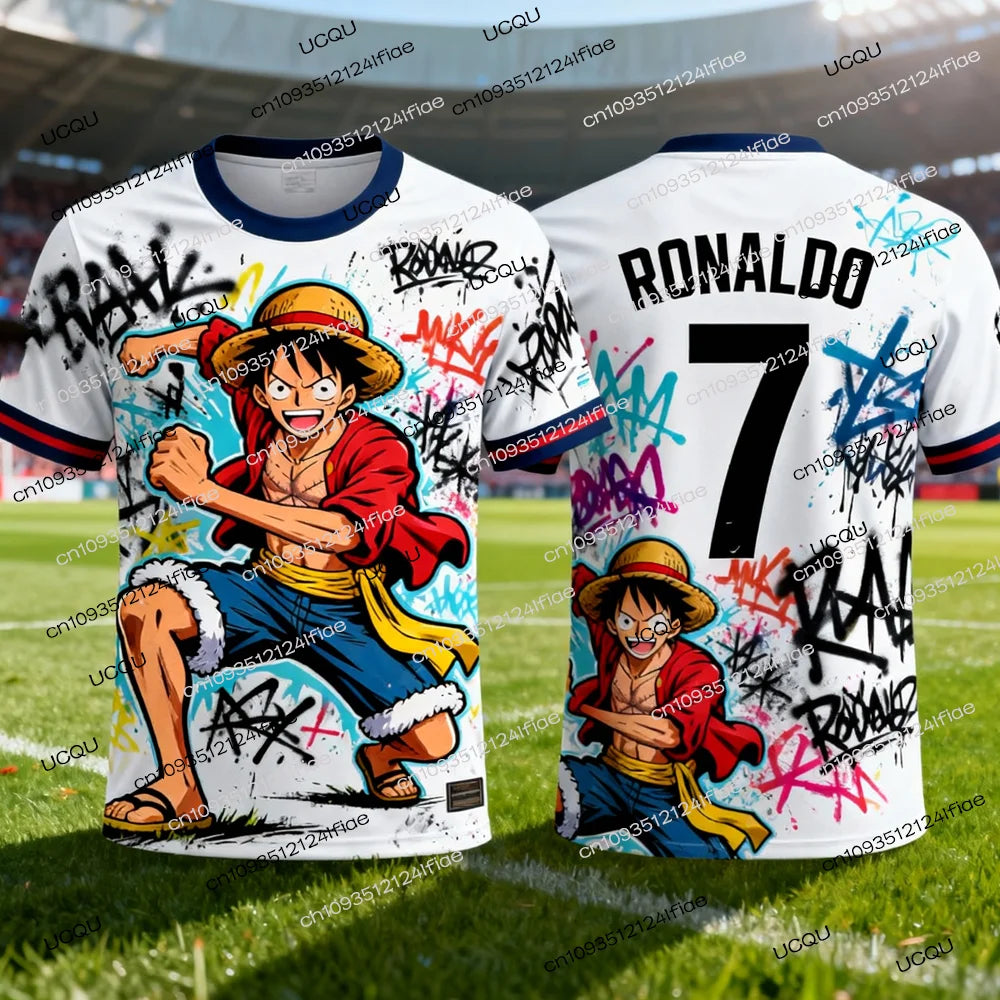 2026 New Arrival One Piece Special Edition Men's Soccer T-shirt Ronaldo # 7 Soccer Shirt T-shirt Kids Luffy 3D Printed T-shirt