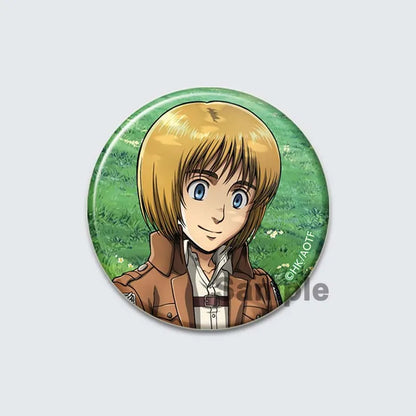 Eren Levi Armin Arlert Erwin Cartoon Badge Attack on Titan Brooches on Backpack Clothes Handmade Round Pins for Gift Accessory