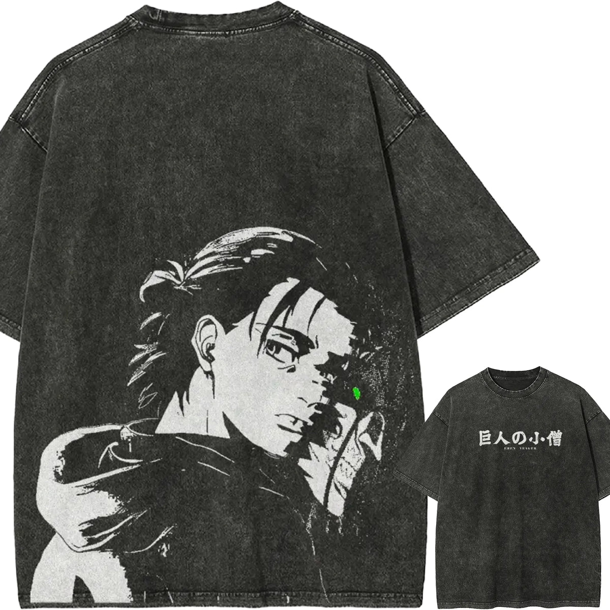 Eren Yeager T Shirt Attack on Titan Men Acid Wash Eren Founding Titan Anime Streetwear Shingeki no Kyojin Graphic Tee