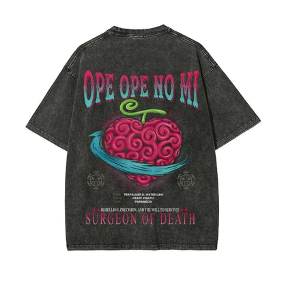 ONE PIECE Devil Fruit Print Retro Old T-shirt Casual Vacation Style Anime Style Street Short Sleeve Summer Men's  Women's Tops