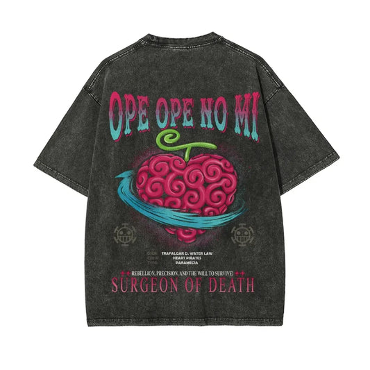 ONE PIECE Devil Fruit Print Retro Old T-shirt Casual Vacation Style Anime Style Street Short Sleeve Summer Men's  Women's Tops