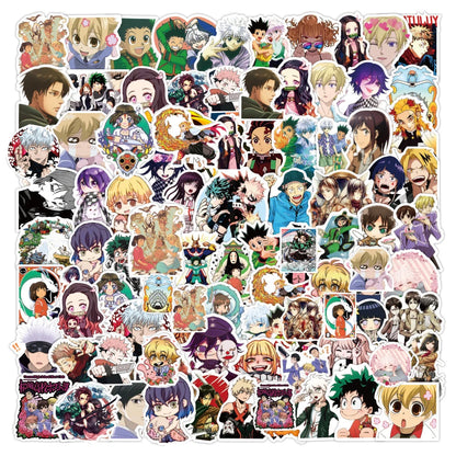 50/100pcs Cartoon Mix Anime Stickers Attack On Titan Jujutsu Kaisen Decals Skateboard Laptop Car Motorcycle Waterproof Sticker
