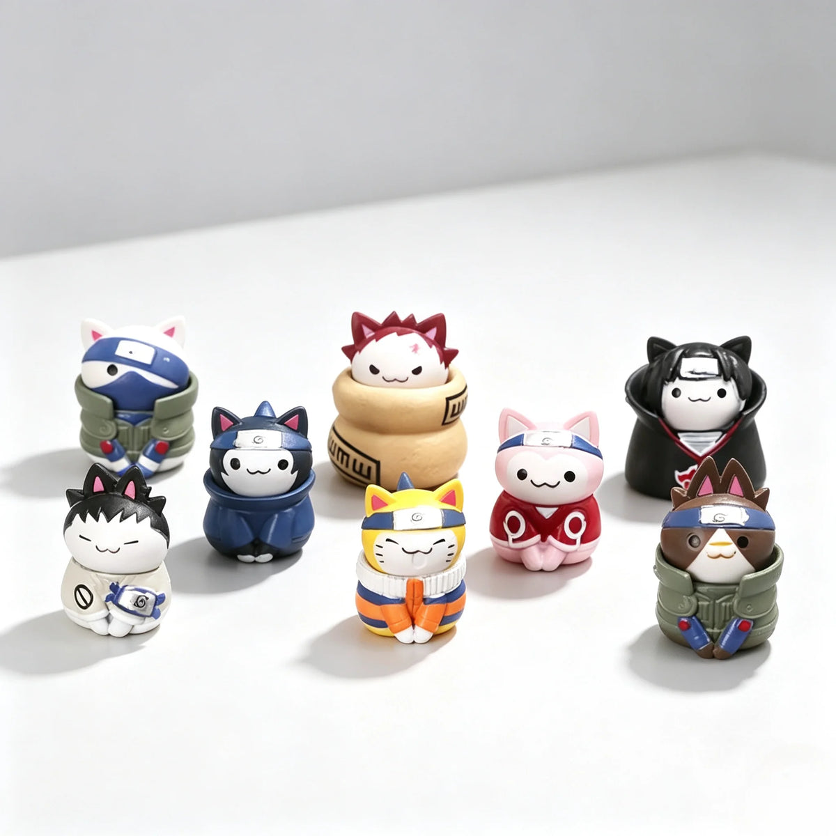 Naruto cat blind box figures, mini versions of Naruto and Sasuke, anime fan collectible desktop decorations, gift for friends