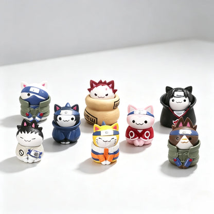 Naruto cat blind box figures, mini versions of Naruto and Sasuke, anime fan collectible desktop decorations, gift for friends