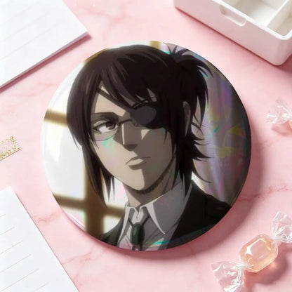 Hange Zoe Attack On Titan Anime Badges 25 32 44 58 75 Mm Round Cosplay Pin Bag Decor Fans Collect Friends Gifts Brooch Souvenir