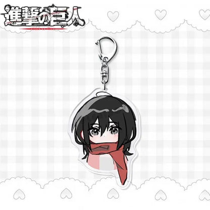 Cute Attack on Titan Eren Mikasa Acrylic Keychain, Cartoon Backpack Charms, High-end Look Phone Pendant Anime Accessories Gift