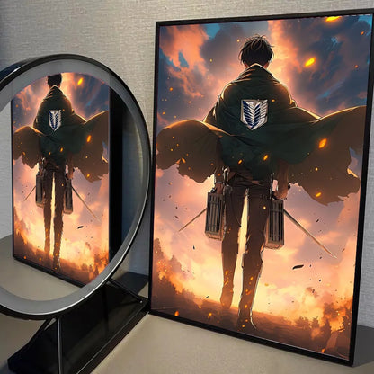 1pc Anime Attack On Titan Poster Self-adhesive Art Waterproof Paper Sticker Coffee House Bar Room Wall Decor