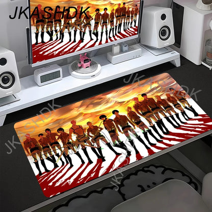 Attack on Titan Anime Large Lock Edge Mouse Pad Computer Mousepad XXL S Gaming Padmouse Gamer Laptop Keyboard Mouse Mats Carpet