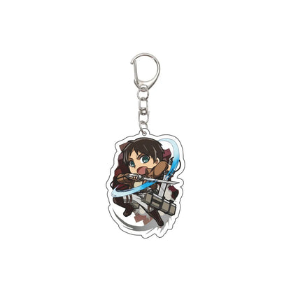 55MM Keychain Anime Attack on Titan Eren Jaeger Mikasa Ackerman Levi Ackerman Hanji Zoe Erwin Smith Acrylic Key Chain Cute Gifts