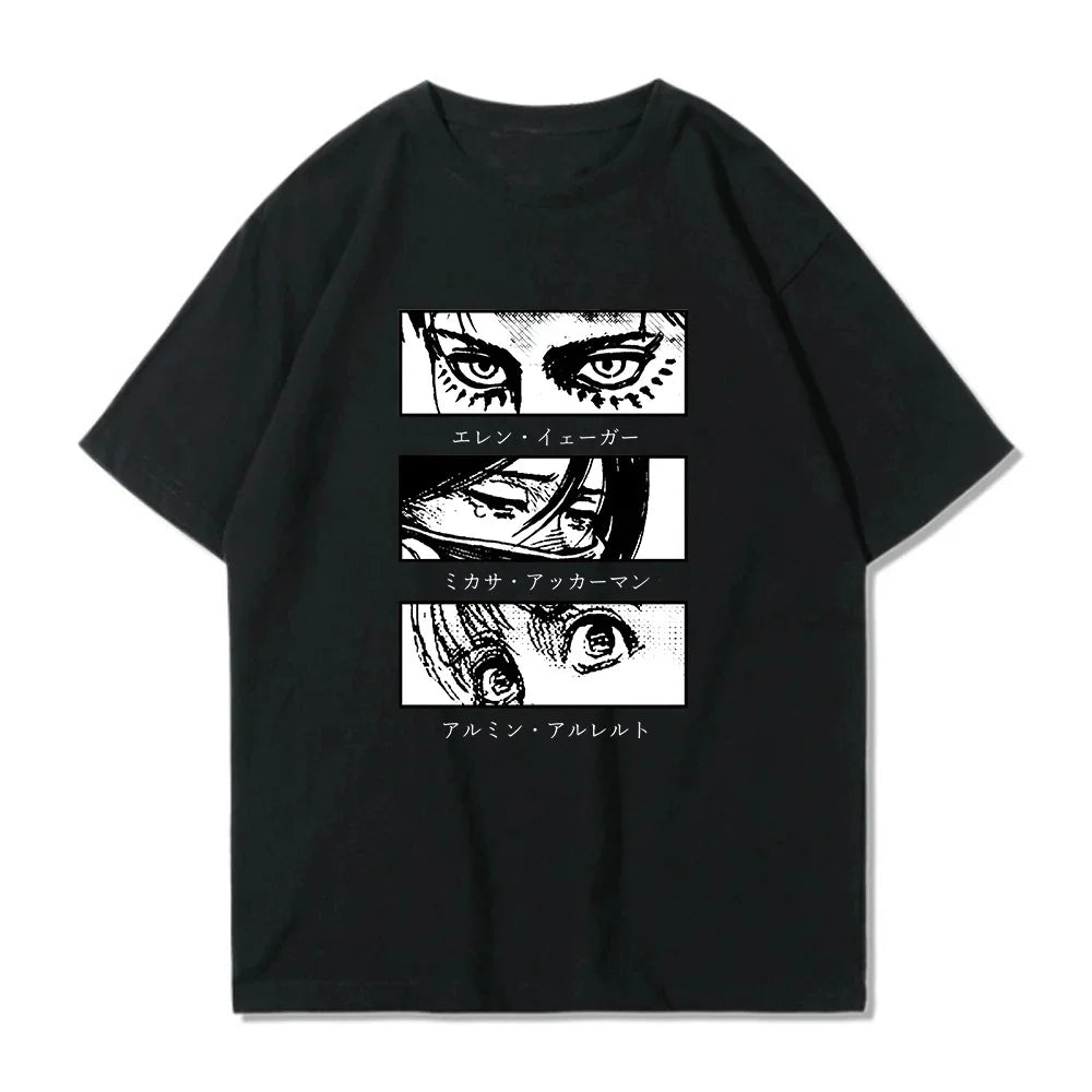 Japanese Anime Attack on Titan Graphic Printed T-shirt Summer unisex Loose and Breathable cotton T-shirt Top