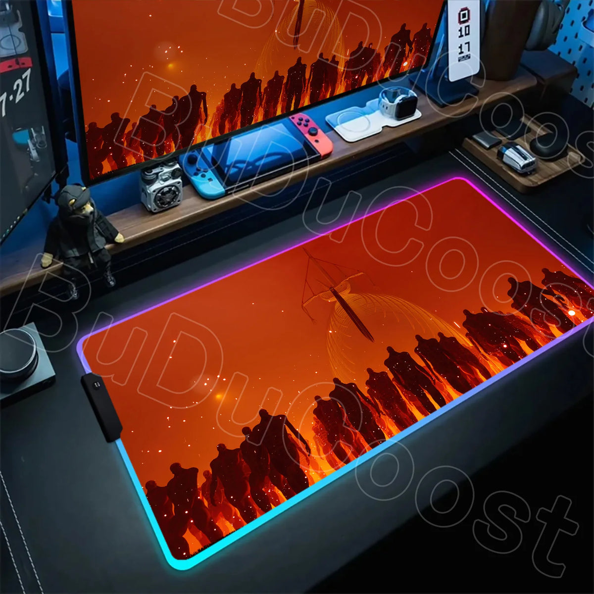 Large RGB LED Mousepad Attack on Titan Mouse Pads Anime Cool Gaming Tapis De Souris Carpet Laptop XXL Gabinete Gamer Accessories
