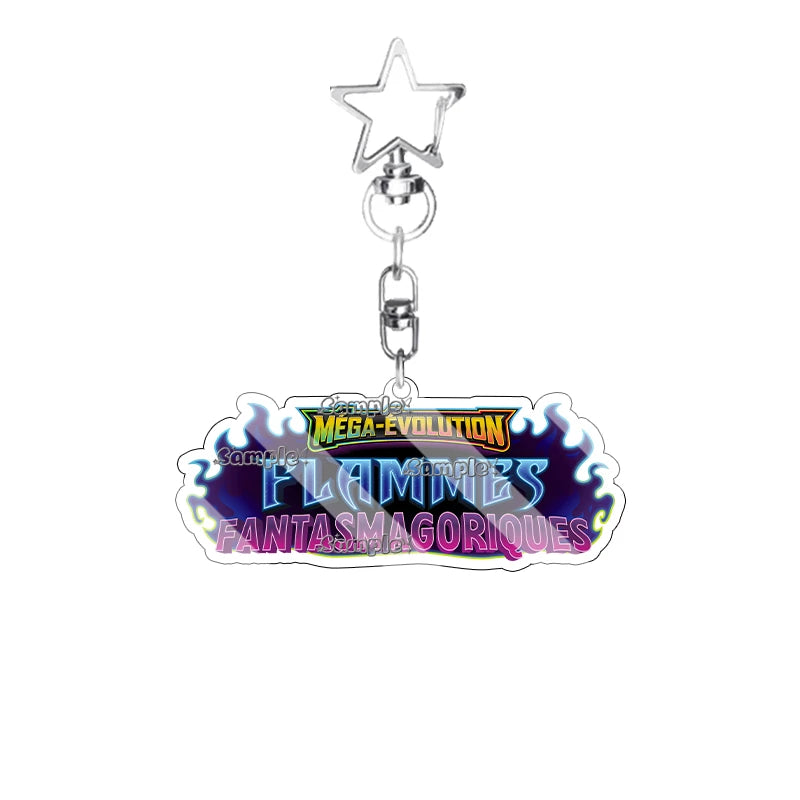 Anime French Version Mega Evolution TCG Logo Pocket Monsters 5cm Acrylic Keychain Creative Small Card Bag Pendant Decoration Toy