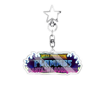 Anime French Version Mega Evolution TCG Logo Pocket Monsters 5cm Acrylic Keychain Creative Small Card Bag Pendant Decoration Toy