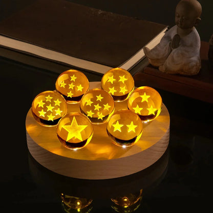 Dragoned Anime Seven Stars Crystal Ball Set LED Illuminated Wooden Base Night Lights Cartoon Balls Birthday Christmas Gift