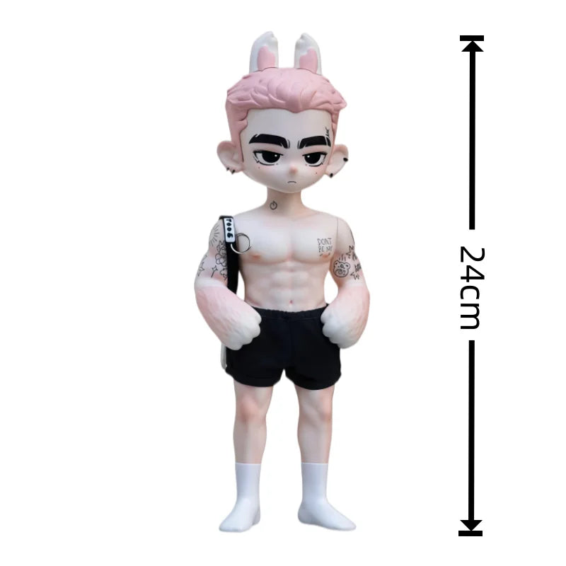 Toos Deer Head Boy Figure Muscle Guy Handsome Boy with Tattoo Warrior Doll Running Park Collection Ornament Accompany Gift