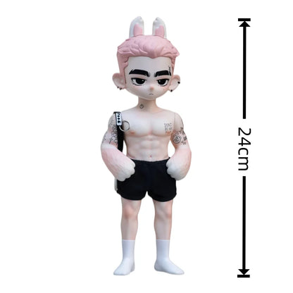 Toos Deer Head Boy Figure Muscle Guy Handsome Boy with Tattoo Warrior Doll Running Park Collection Ornament Accompany Gift
