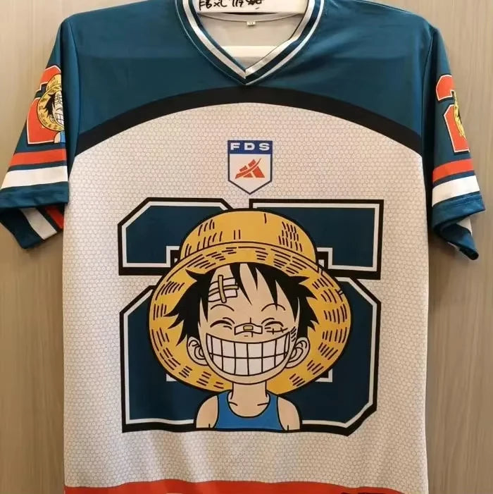 2026 Summer One Piece Luffy Retro Cosplay T-shirt Men's Oversized 3D Printed Short-sleeved Family Unisex Children's Sports Shirt