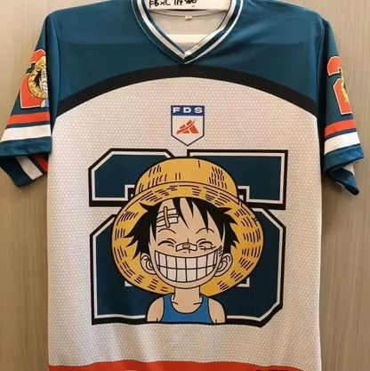 2026 Summer One Piece Luffy Retro Cosplay T-shirt Men's Oversized 3D Printed Short-sleeved Family Unisex Children's Sports Shirt