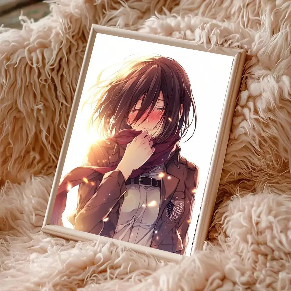 Mikasa Ackerman Anime Attack On Titan Posters Living Room Bar Cafe Quality Canvas Vintage Style Comics Painting Art Home Wall
