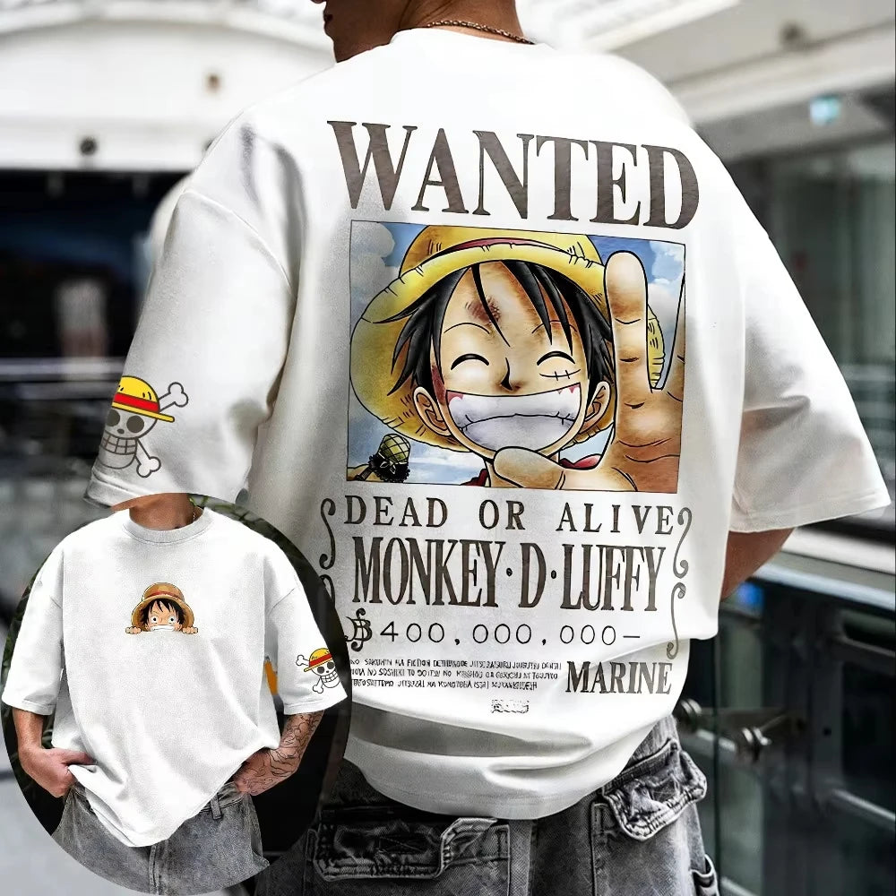 2026 Unisex Cotton T-shirt ONE PIECE Monkey D. Luffy Summer New Product Anime Printed Oversized Loose Parent Child Short Sleeve