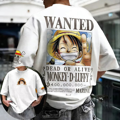 2026 Unisex Cotton T-shirt ONE PIECE Monkey D. Luffy Summer New Product Anime Printed Oversized Loose Parent Child Short Sleeve