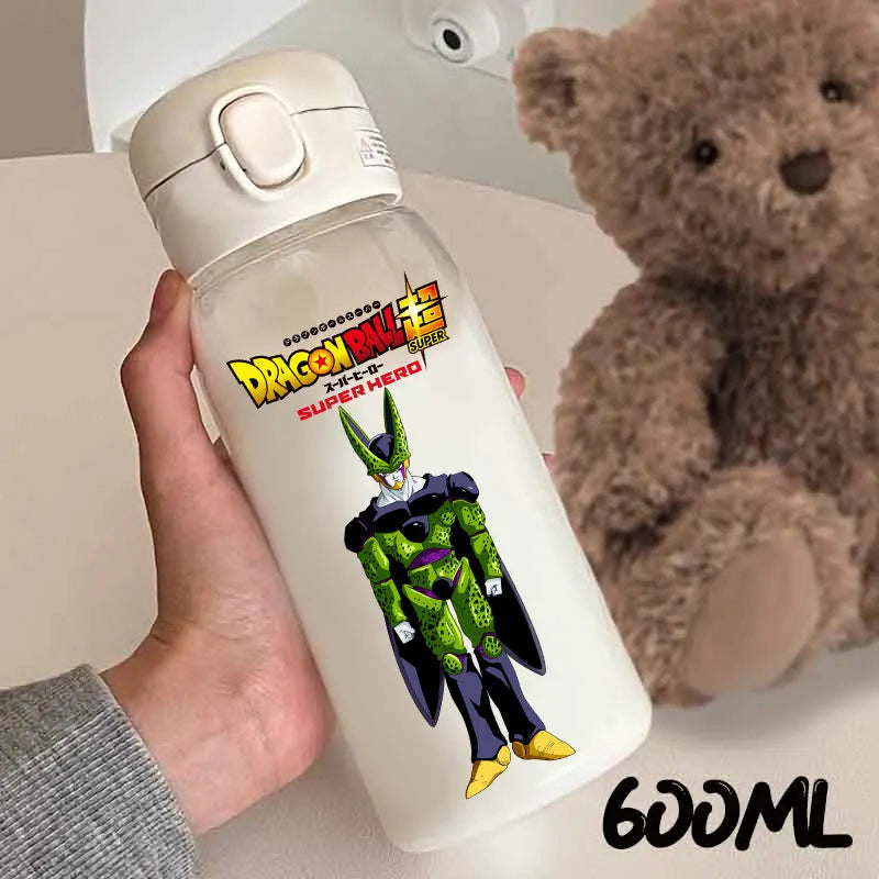 For Dragon Ball Straw Bottles 600ml Vegeta Goku Transparent Plastic Anti Drop Water Bottle Students Outdoor Capacity