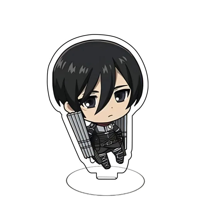 Attack On Titan Eren Yeager Mikasa Ackerman Armin Arlert Merchandise Acrylic Mini Figure Display Stand Model Plate Keychain