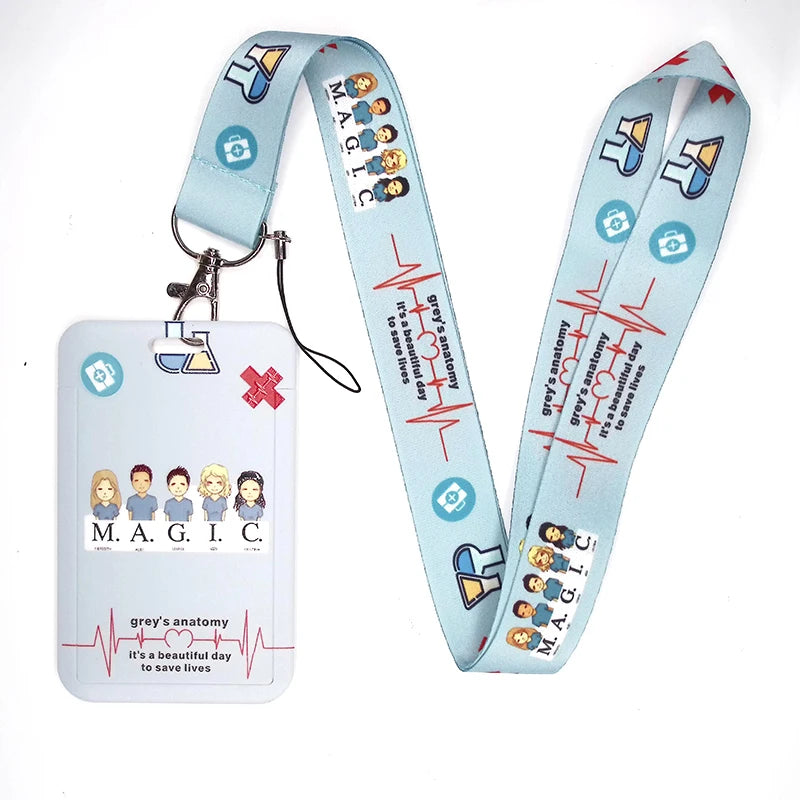 100 Styles Anatomy Credential Holder Keychains Neck Lanyard Pass Card Anime Credit Card Holder Keychain Straps Wholesale