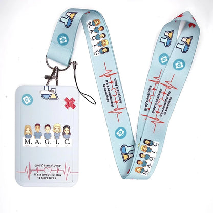100 Styles Anatomy Credential Holder Keychains Neck Lanyard Pass Card Anime Credit Card Holder Keychain Straps Wholesale