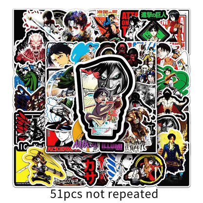 51PCS Attack on Titan Stickers Mikasa Graffiti Stickers DIY Diary Phone Case Handmade Scrapbook Aesthetic Stickers
