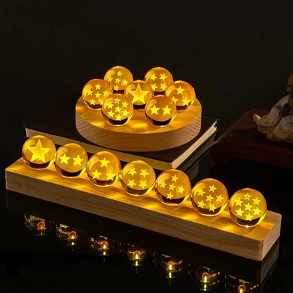 Dragoned Anime Seven Stars Crystal Ball Set LED Illuminated Wooden Base Night Lights Cartoon Balls Birthday Christmas Gift