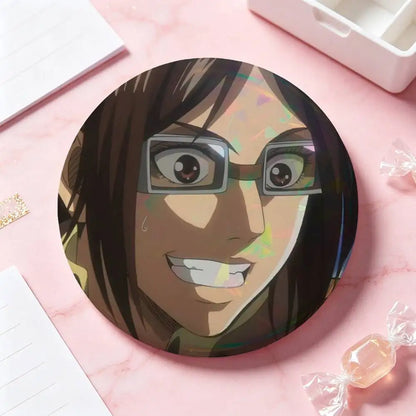 Hange Zoe Attack On Titan Anime Badges Button Round Creative Pin Brooch Badge Bag Decor Accessories Fans Collect Friends Gifts