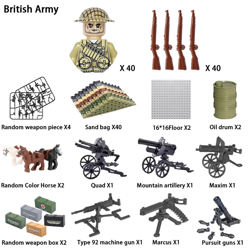24pcs/batch WW2 Military Character WW2 Army Building Blocks Military Soldier Character Building Blocks Kids Holiday Gift Toys