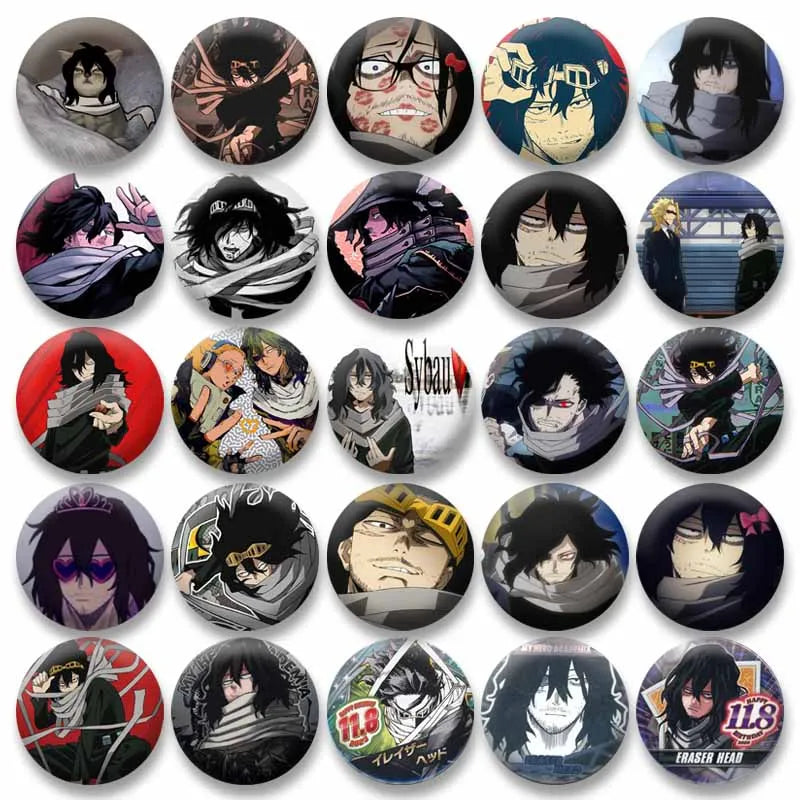 Game Anime Shota Aizawa Cosplay Badge Pin SPTE Plastic Snap-in Brooch