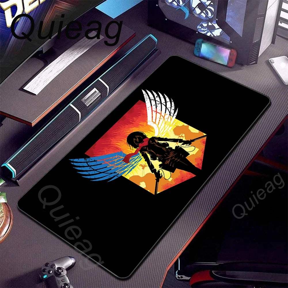 New HD Printing Attack on Titan Anime Desk Mat Large Lock Edge Mouse Pad Computer Mousepad Gaming Laptop Keyboard Mouse Mats Rug