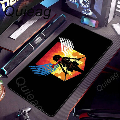 New HD Printing Attack on Titan Anime Desk Mat Large Lock Edge Mouse Pad Computer Mousepad Gaming Laptop Keyboard Mouse Mats Rug