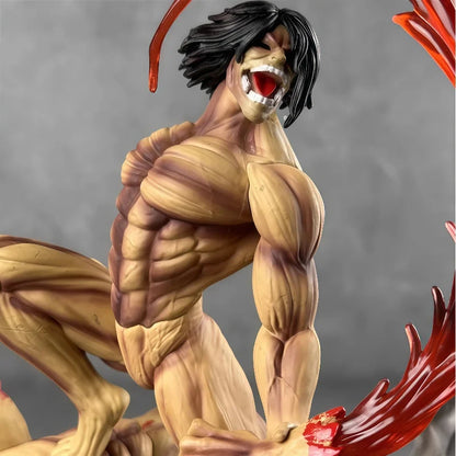 Anime Attack On Titan Action Figure Eren Jaeger Statue Pvc Collectible Model Shingeki No Kyojin Combat Form Eren Figurine Toys
