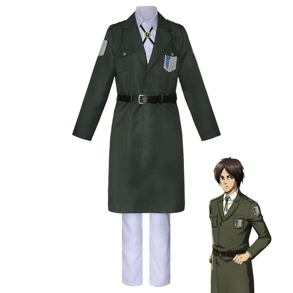 Attack on Titan Eren Levi Green Cosplay Costume Shingeki No Kyojin Scouting Legion Soldier Jacket Coat Uniform Halloween Costume