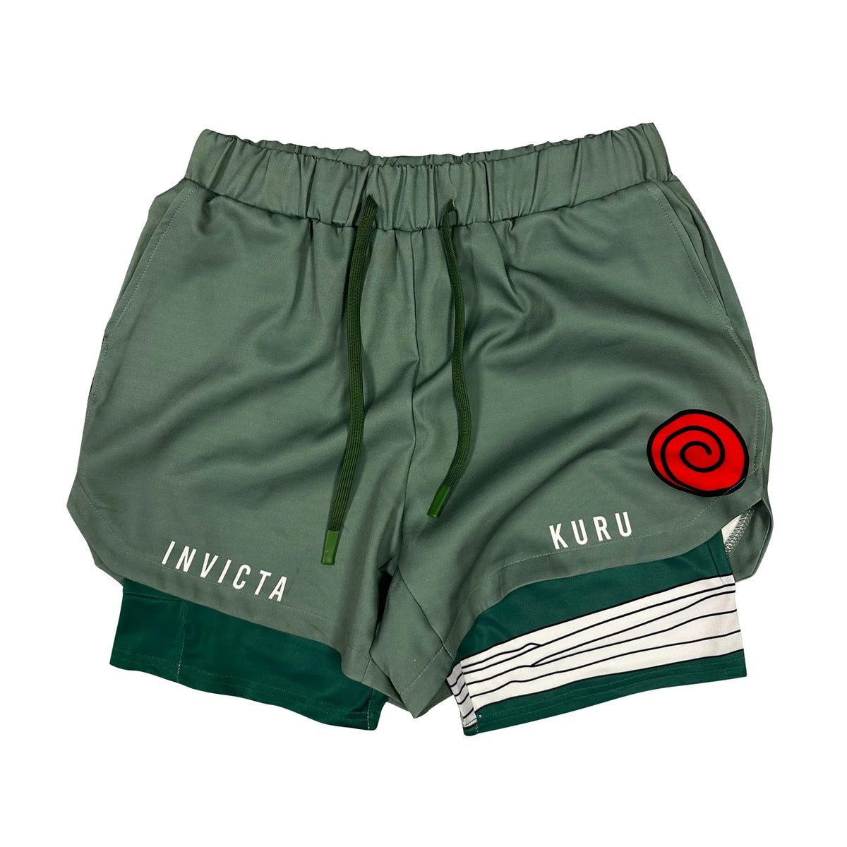 Anime Madara Uchiha Six Paths 2-in-1 Compression Shorts Summer Quick Drying Sport Shorts with Six Tomoe Print Breathable Shorts